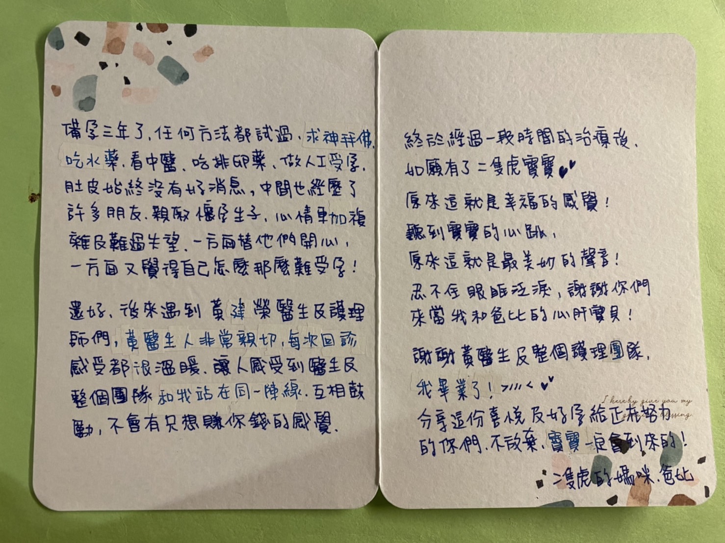 終於經過一段時間的治療後,如願有了二隻虎寶寶